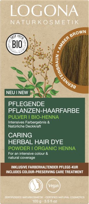 Logona Pflanzen-Haarfarbe Pulver günstig NaturWarenKaufhaus I Bernsteinbraun